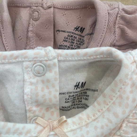 7 PIECE SET baby girl Newborn Carters H&M ruffle pink onesie bodysuit - Picture 4 of 16